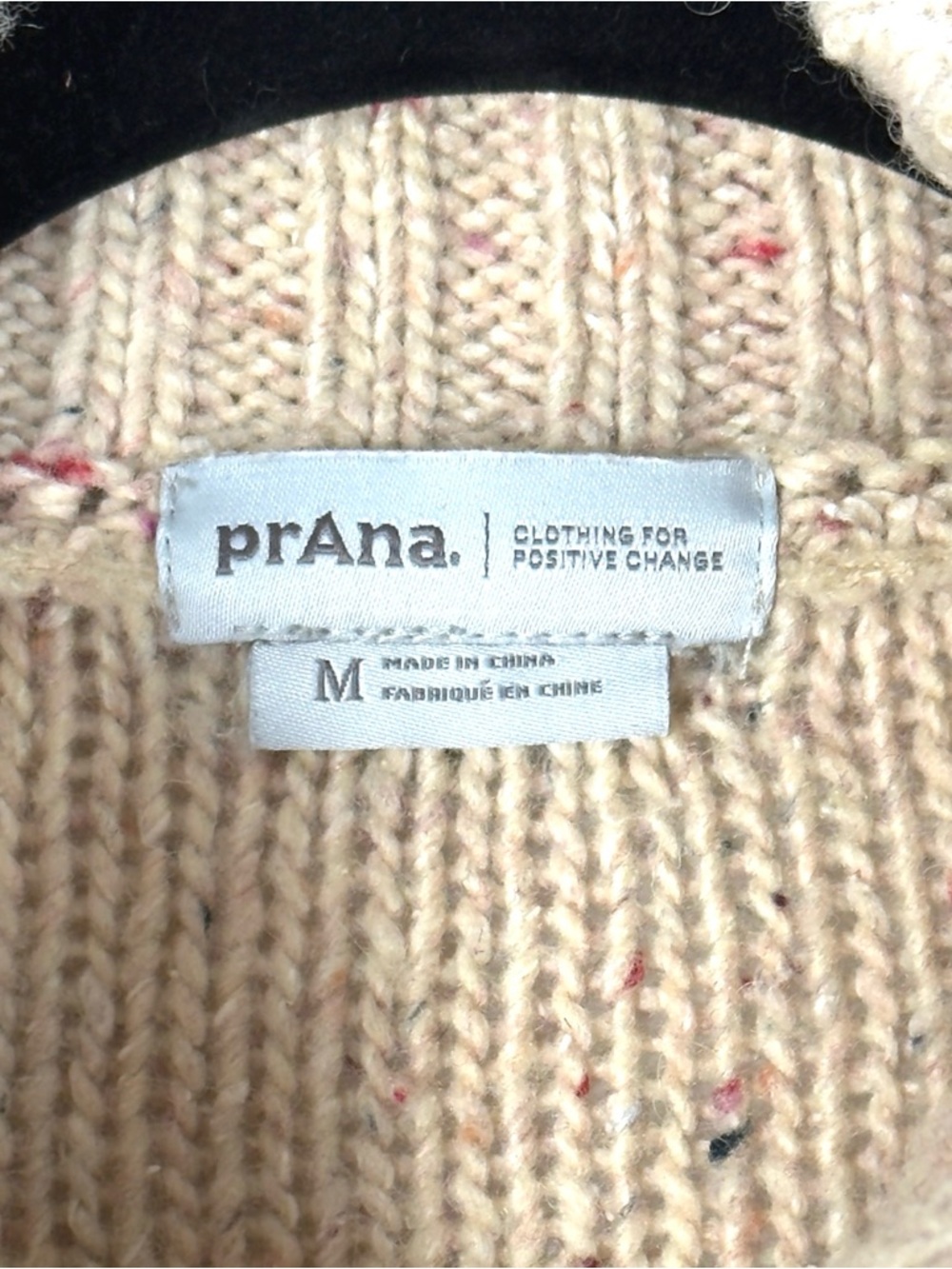 prAna Women's Laurel Creek Cream Cable-Knit Half-Zip Sweater - Picture 6 of 8
